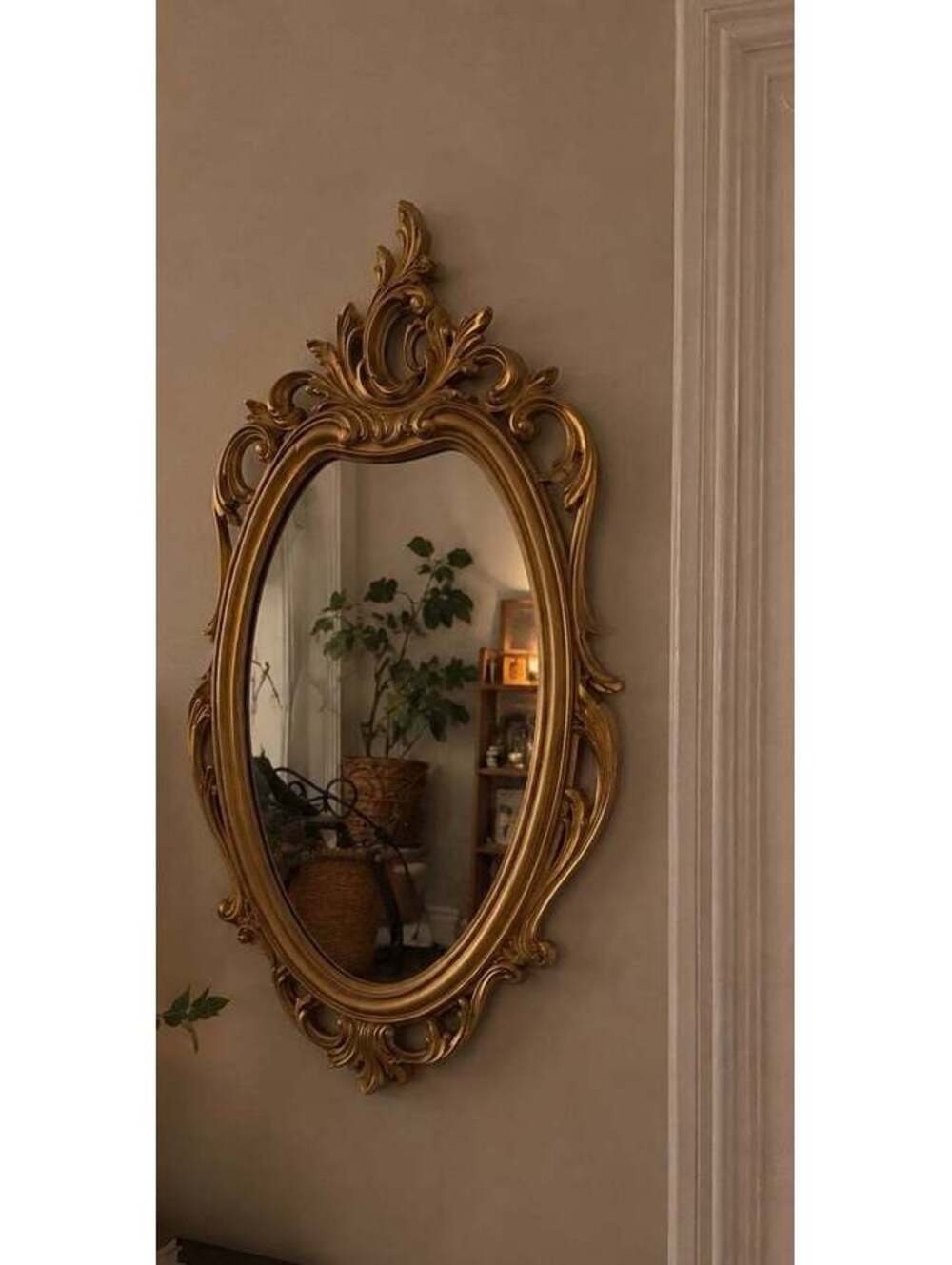 Ornate Gold Oval Wall Mirror